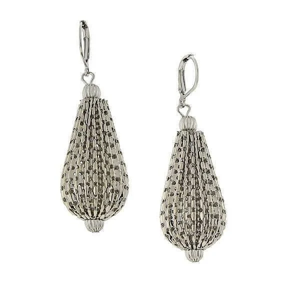 Earrings For Calm Pop-1928 Jewelry Silver Large Mesh Style Hollow Teardrop Drop Earrings