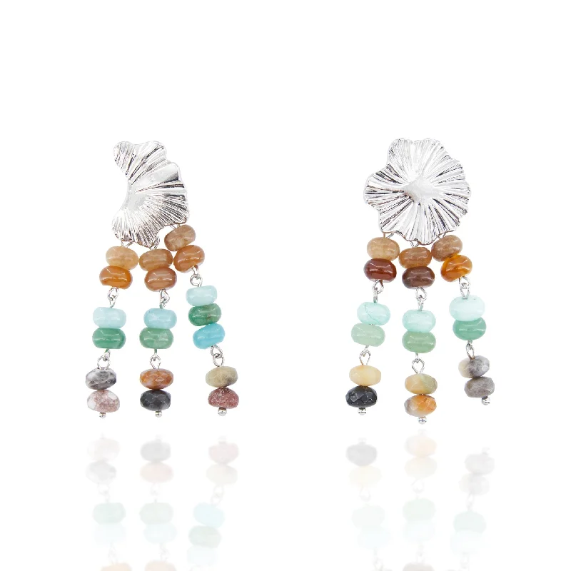 Earrings For Long Ties-Tezra Dangles - Amazonite Melody