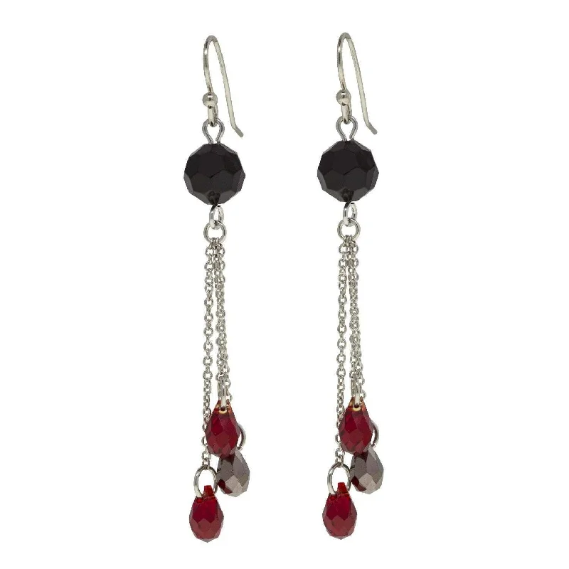 Earrings For School Kids-1928 Jewelry Multi Red Drop Chain Beaded Earrings