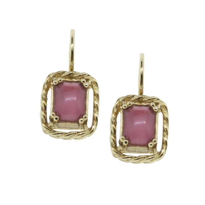 Natural Earrings Picks-1928 Jewelry Pink Moonstone Lever Back Drop Earrings