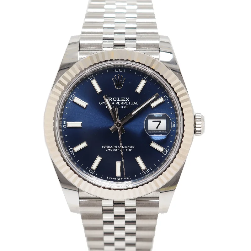 Watches Glass Tips-Watches Crystal Options-Rolex Datejust 41mm Blue Dial Watch Ref# 126334