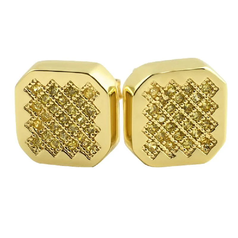 Best Shape Earrings-Zig Zag Ice Lemonade CZ Hip Hop Earrings