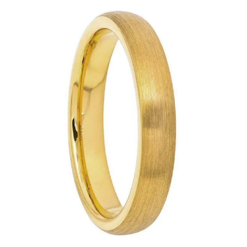 Oversized Rings For Swagger-Brushed Gold Tungsten Domed Women's Wedding Band