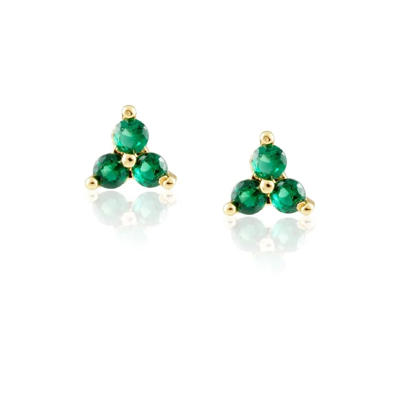 Earrings For Soft Cheeks-Kira Emerald Studs