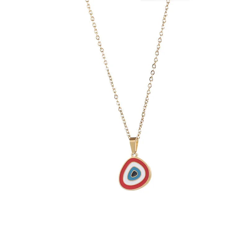 Best New Necklaces-Simple Style Devil's Eye Titanium Steel Enamel Pendant Necklace