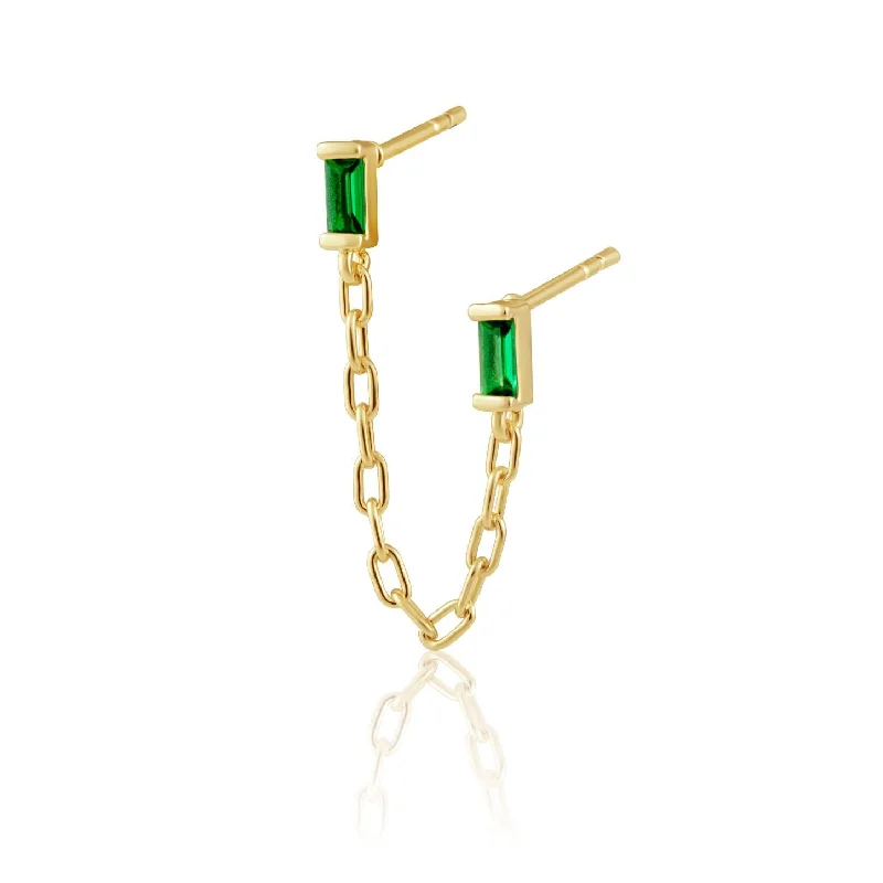 Earrings For Hot Glow-Malia Emerald Double Stud Earring