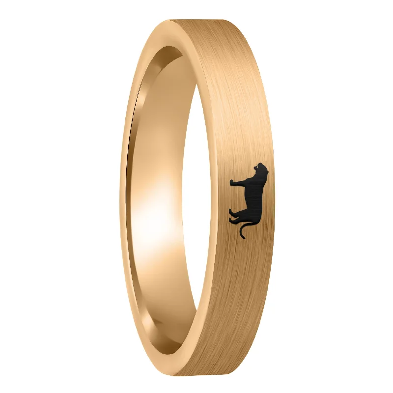 Crisp Vibe Rings-Tiger Brushed Rose Gold Tungsten Women's Wedding Band