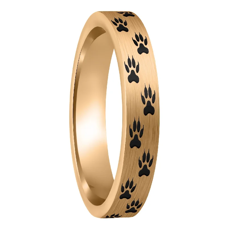 Rings Grip Insights-Wolf Tracks Brushed Rose Gold Tungsten Women's Wedding Band