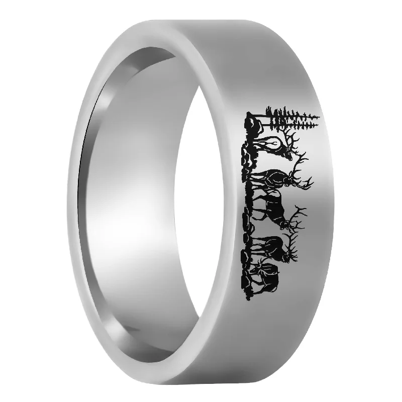 Rings For Muted Radiance-Bull Elk Tungsten Men's Wedding Band