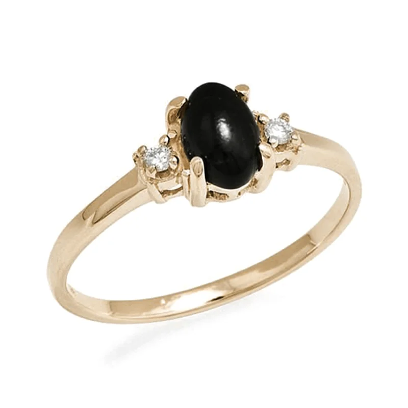 Rings For Nomadic Flair-Black Coral Ring in Gold with Diamonds