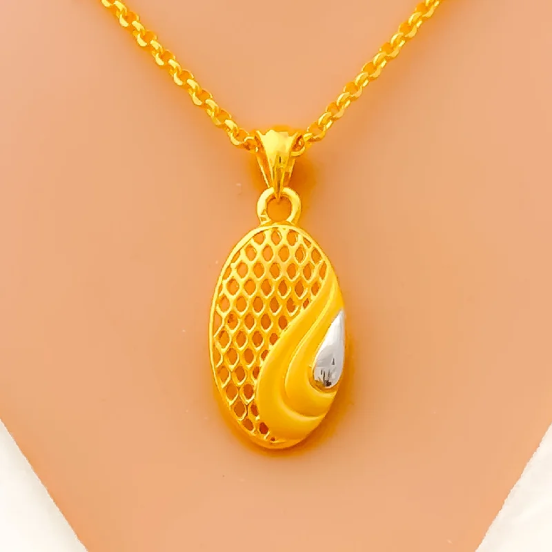 Bold Necklaces For Edge-Two-Tone Netted Shimmering 22k Gold Necklace