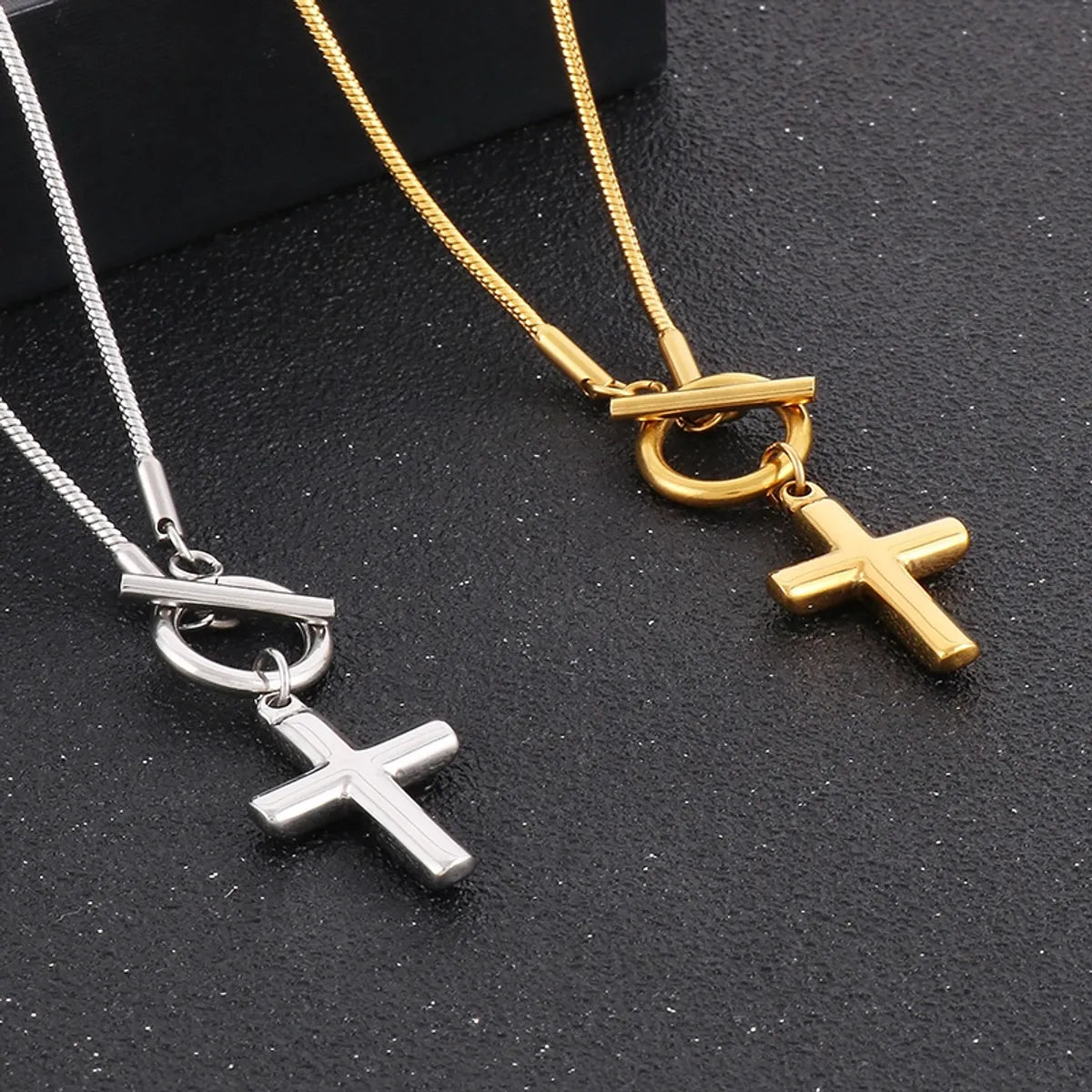 Necklaces For Thin Frames-Elegant Cross Stainless Steel Plating Gold Plated Necklace