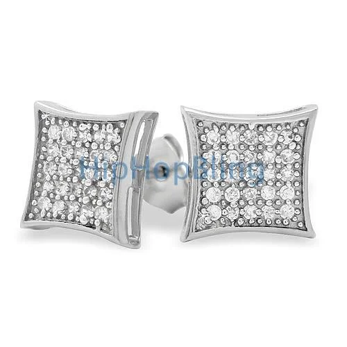 Best Hip Earrings-Medium Kite CZ Micro Pave Iced Out Earrings .925 Silver