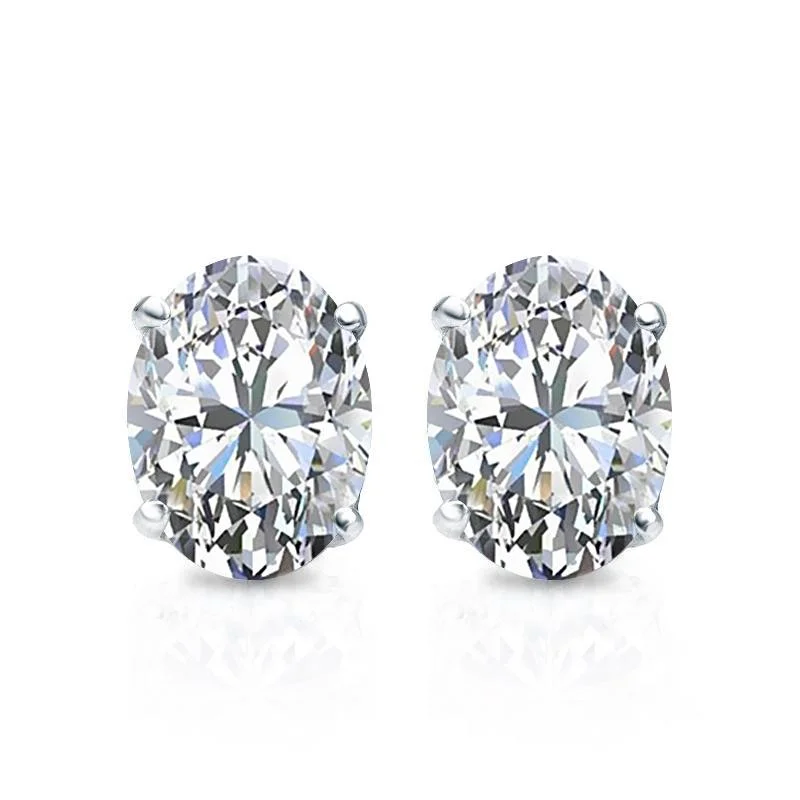 Soft Earrings For Pop-Oval Cut Moissanite VVS D Stud Earrings .925 Sterling Silver