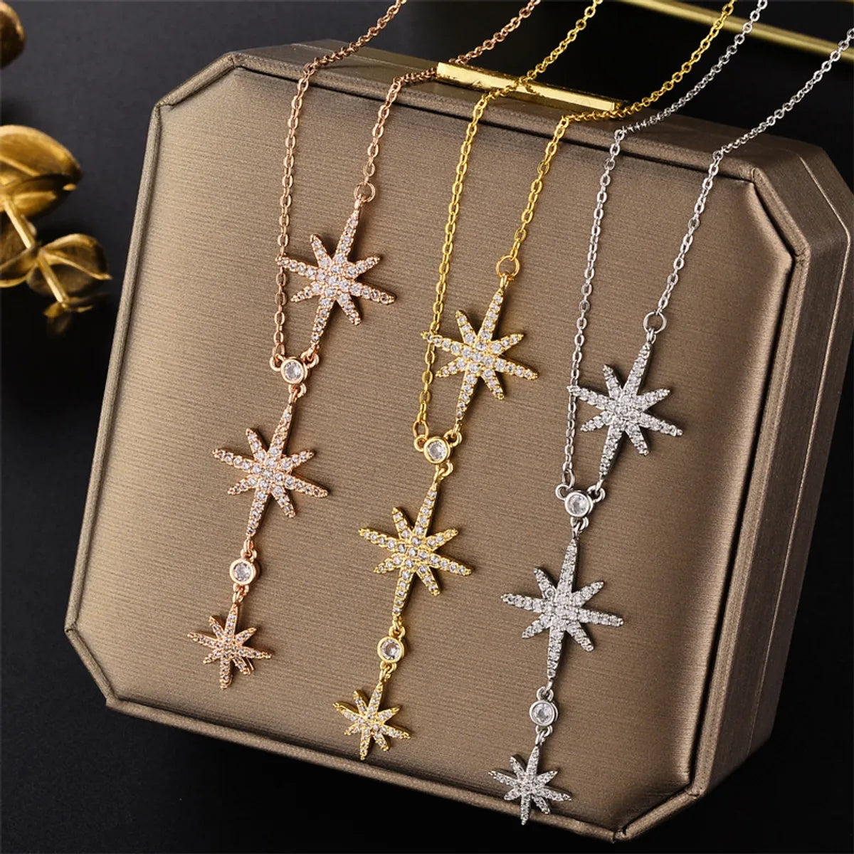 Necklaces Flash Rating-Ig Style Basic Star Titanium Steel Inlay Zircon Necklace