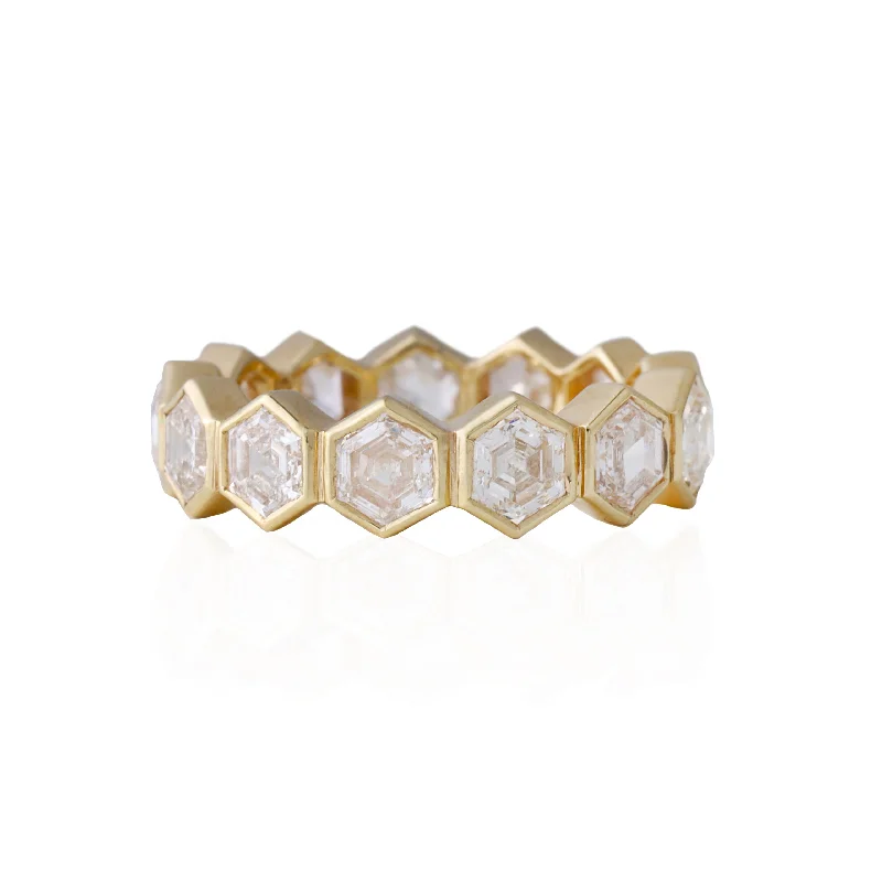 Rings For Mountain Treks-Pratima's Hexagon White Diamond Band