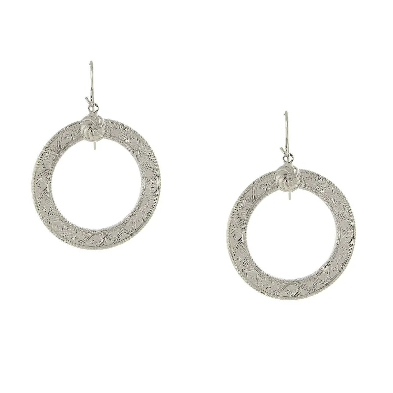 Earrings For Dim Hours-1928 Jewelry Etched Round Drop Earrings