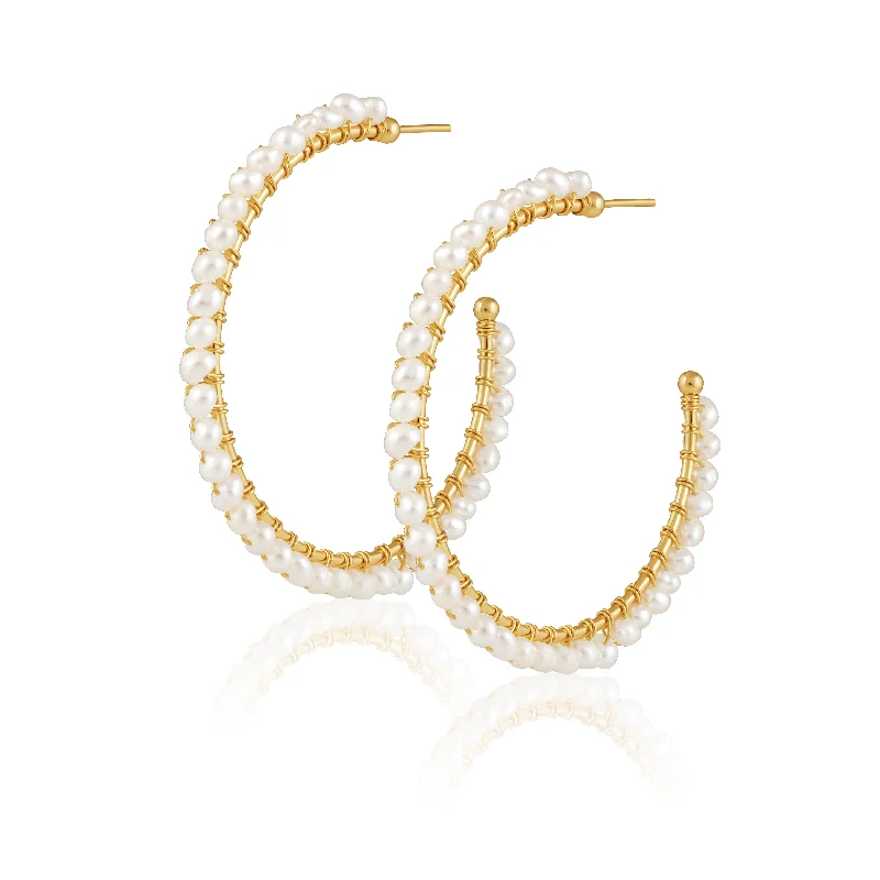 Earrings For Faint Spark-Marilyn Pearl Hoops