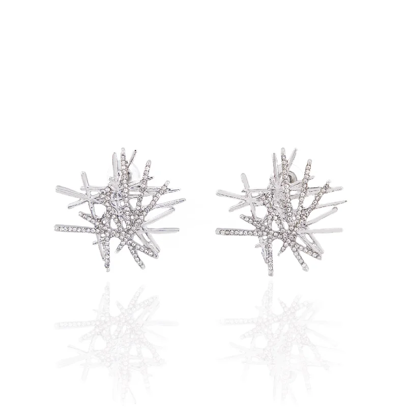 Best Bespoke Earrings-Origami Medium Studs - Silver