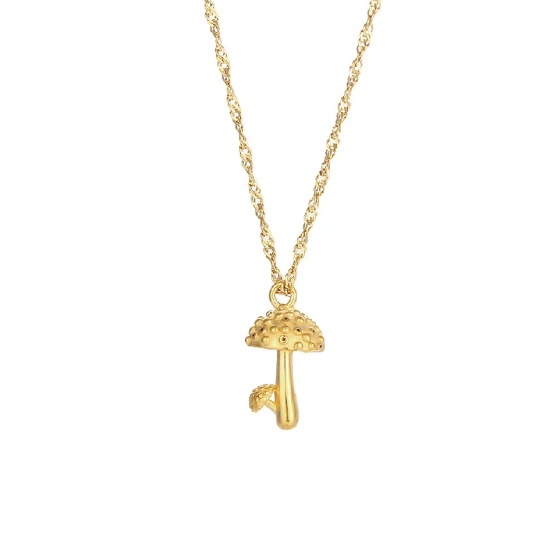 Cute Golden Mushroom Necklace