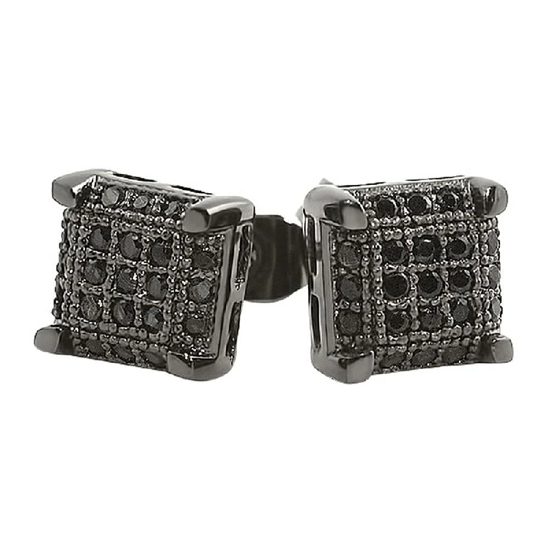 Earrings For Self Flair-Black CZ Small Cube Micro Pave Earrings