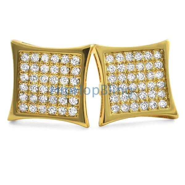 Earrings For Nightlife Fun-Kite 72 Stones CZ Gold Bling Bling Earrings