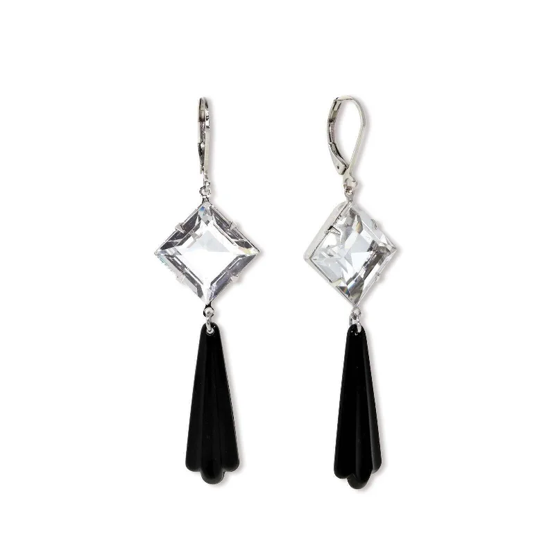 Earrings Deal Tips-1928 Jewelry Black Bead Crystal Austrian Drop Earrings