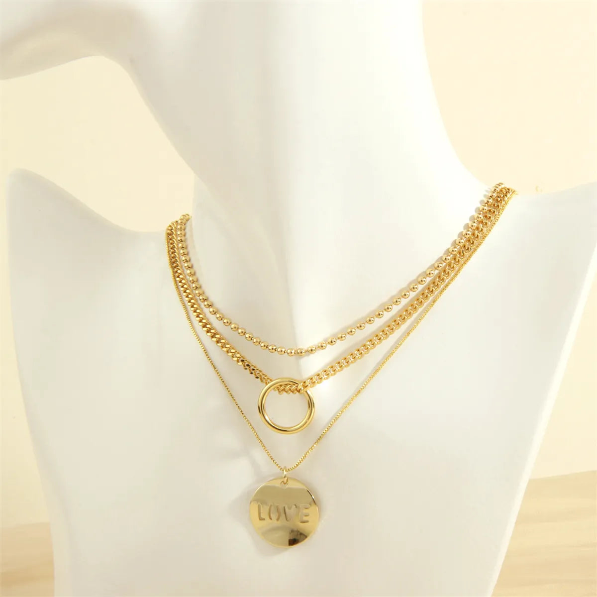 Necklaces Bulk Guide-Ig Style Love Circle Copper 18k Gold Plated Necklace In Bulk