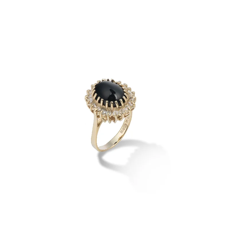 Polished Rings For Refinement-Princess Ka‘iulani Black Coral Ring in Gold with Diamonds - 11mm