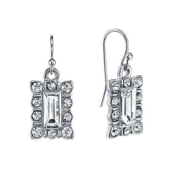 Earrings For Folk Looks-1928 Jewelry Crystal Rectangle Drop Earrings