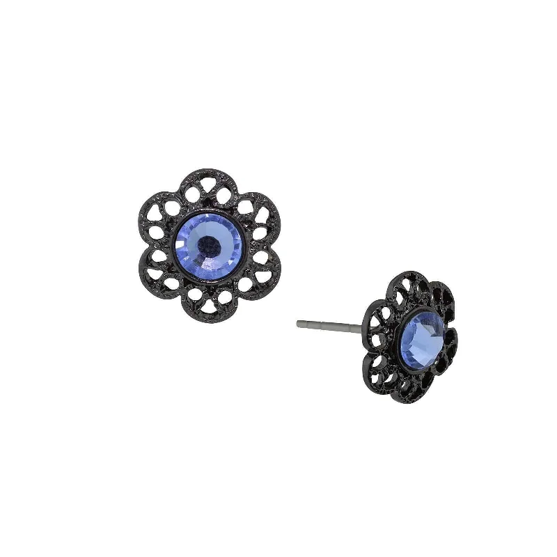 Earrings Cool Picks-1928 Jewelry Light Sapphire Blue Flower Stud Earrings