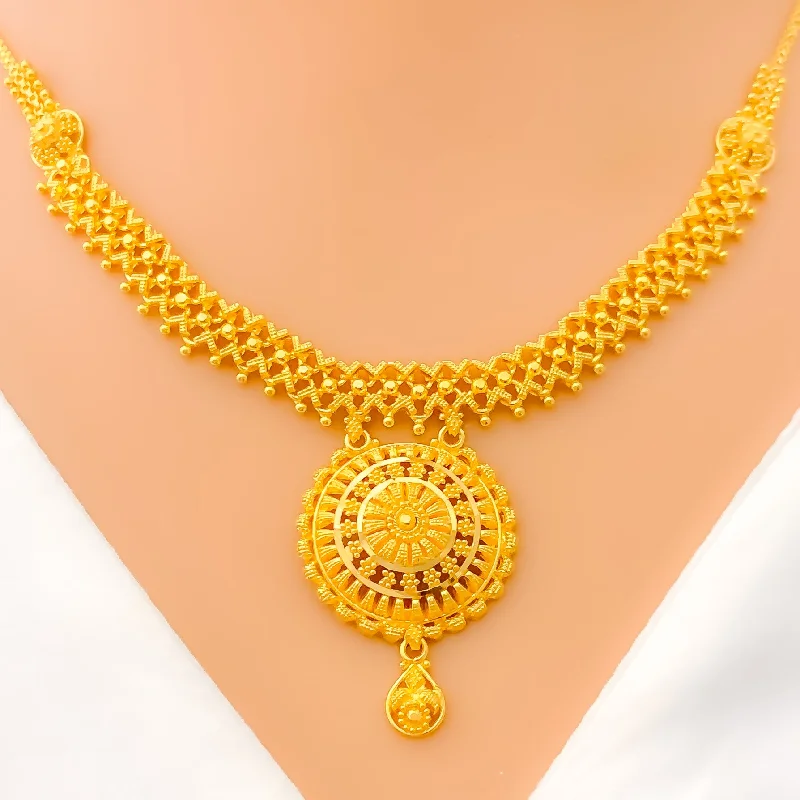 Necklaces Ease Feel-Majestic Mandala Adorned 22k Gold Necklace Set