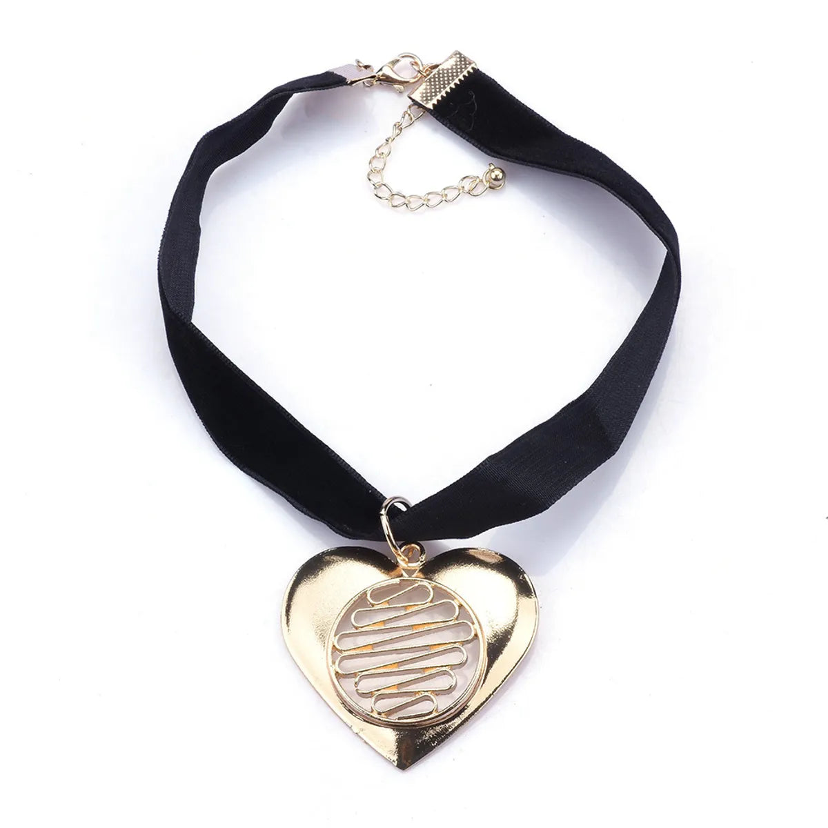 Necklaces For Short Drops-Exaggerated Heart Shape Alloy Cloth Patchwork Women's Pendant Necklace