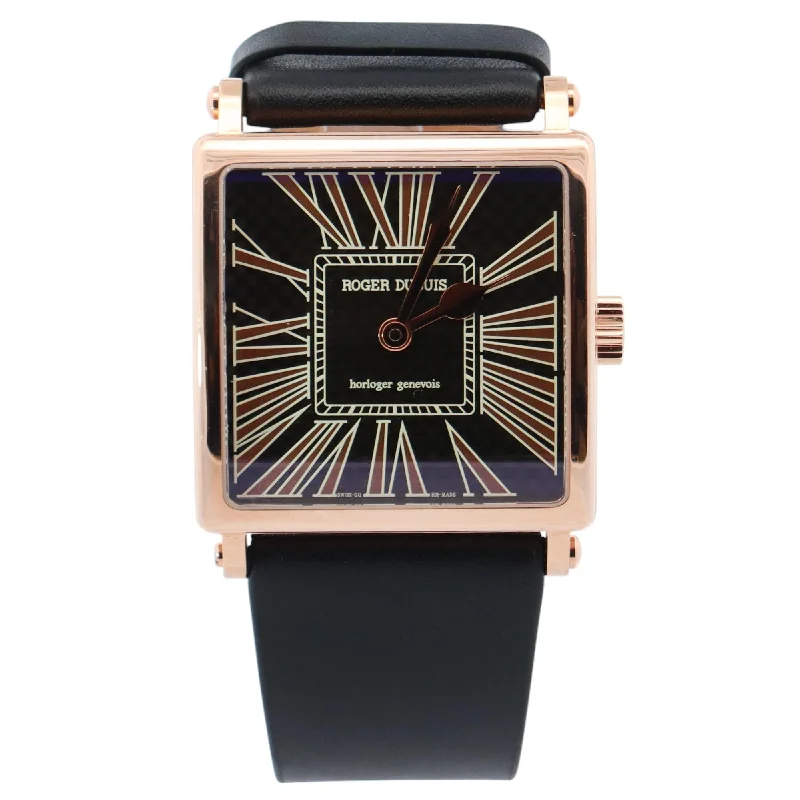 Watches With Glow Markers-Watches With Luminous Hands-Roger Dubuis Golden Square 40mm Black Dial Watch Ref# G40 14 5 G99.72