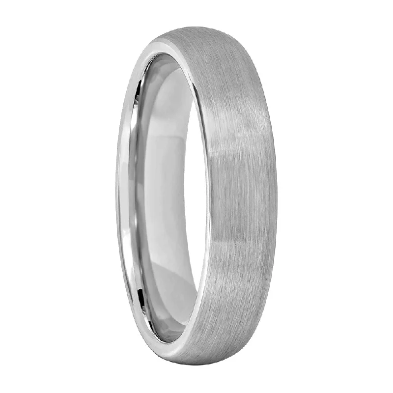 Rings For Snowy Gleam-Brushed Domed White Tungsten Women's Wedding Band