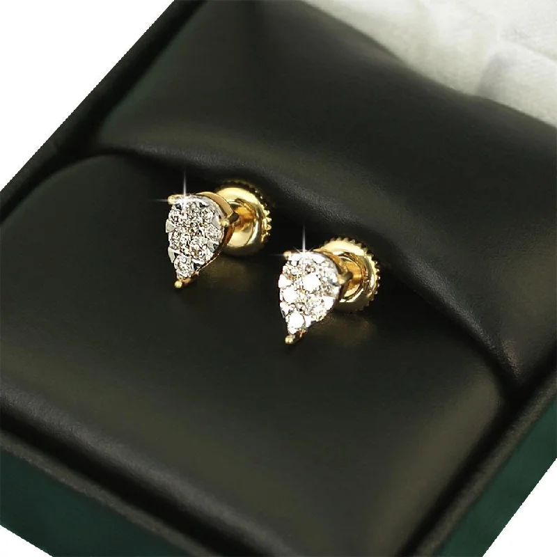 Earrings For Lean Lines-Pear Stud Illusion Diamond Earrings .39cttw 10K Yellow Gold