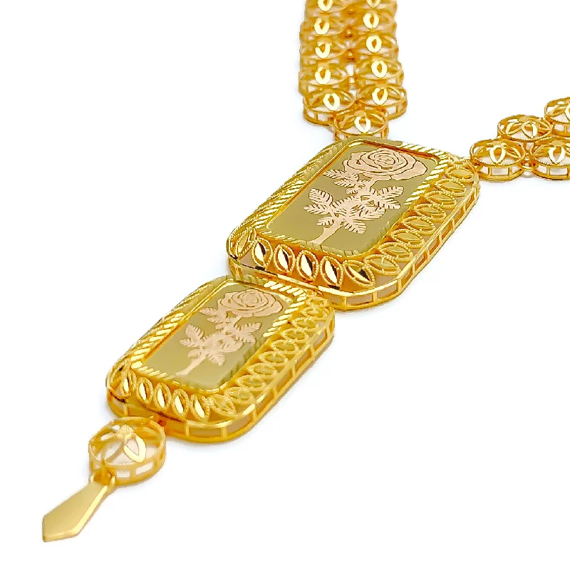 Necklaces Keep Routine-Royal Rectangle 5-Piece 21k Gold Long Necklace Set