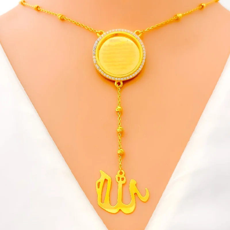 Best Glow Necklaces-Glimmering Sophisticated 21k Gold CZ Necklace