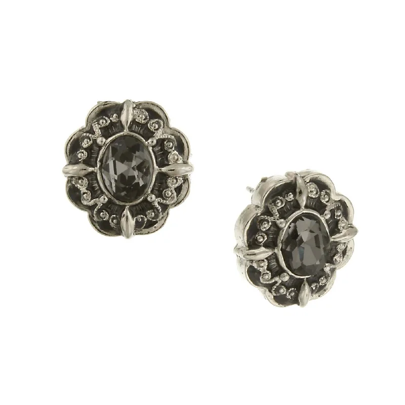 Earrings Flash Test-1928 Jewelry Black Diamond Crystal Button Earrings