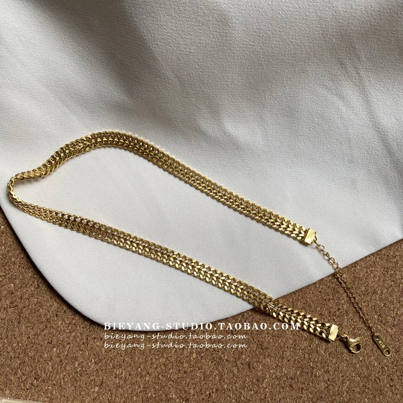 A8239-Braided Chain Necklace Gold