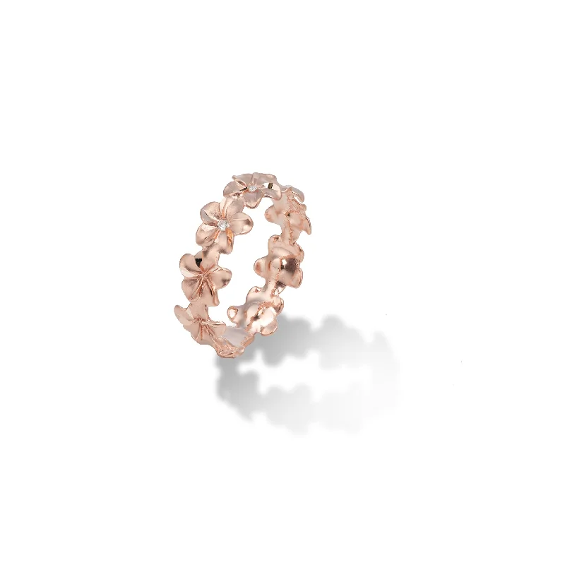 Rings Luster Revamp-Plumeria Eternity Ring in Rose Gold with Diamonds - 6mm