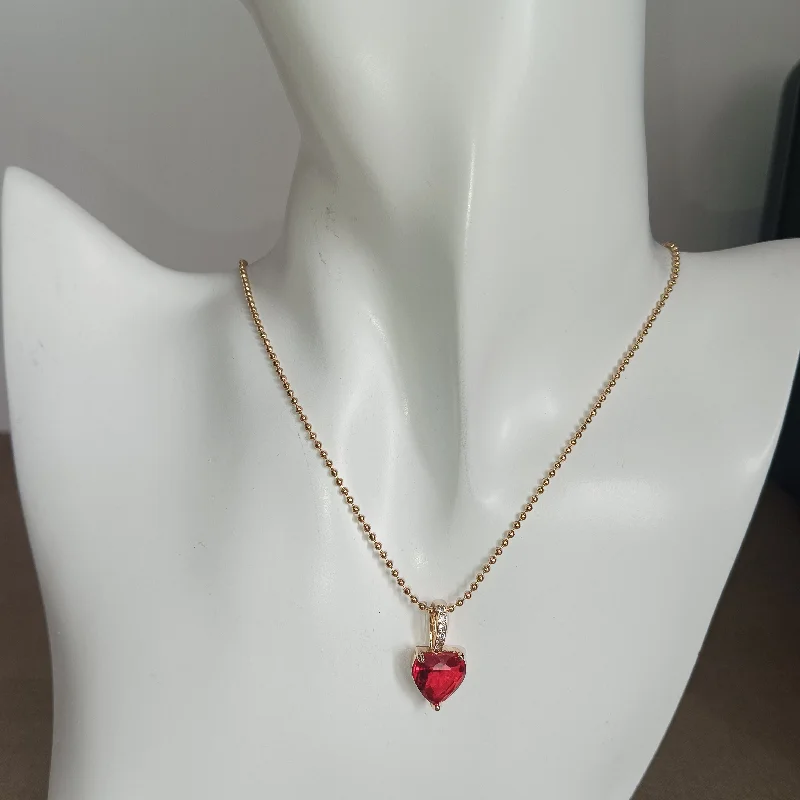 Red Heart Necklace (Bead Necklace)