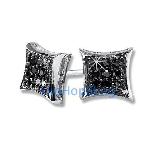 Earrings Dust Guide-Kite Small Black CZ Micro Pave Earrings .925 Silver