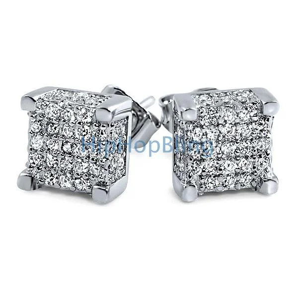 Earrings For Journey Looks-Custom 3D Cube CZ Micro Pave Bling Bling Earrings