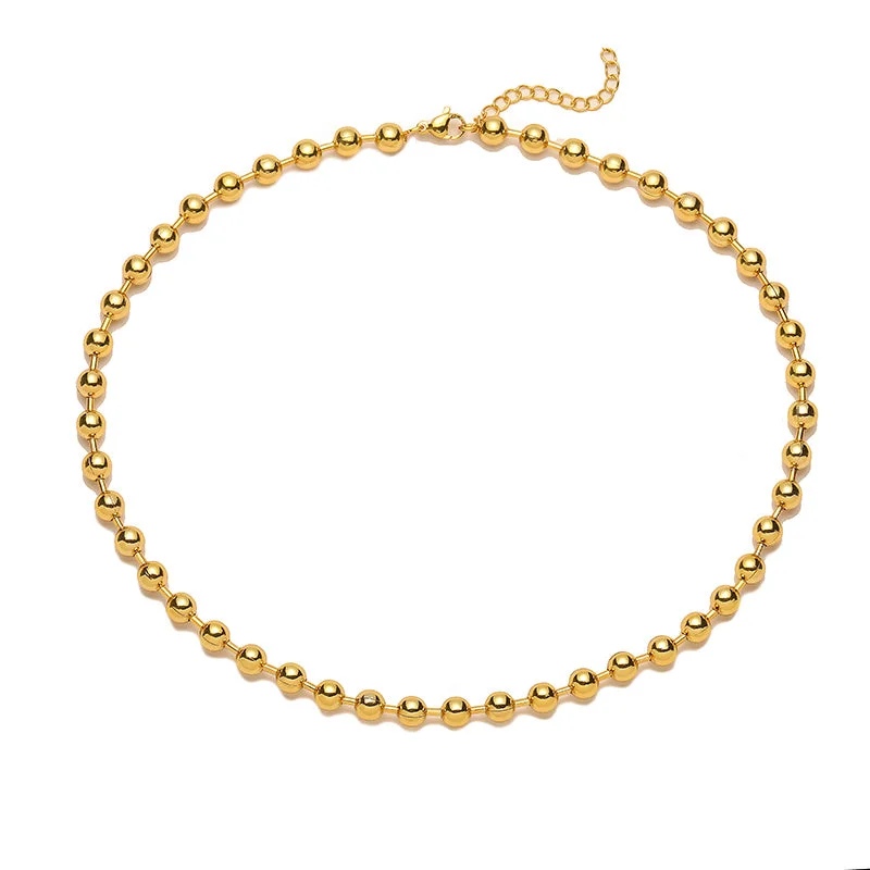 Gold 6mm round Beads Necklace