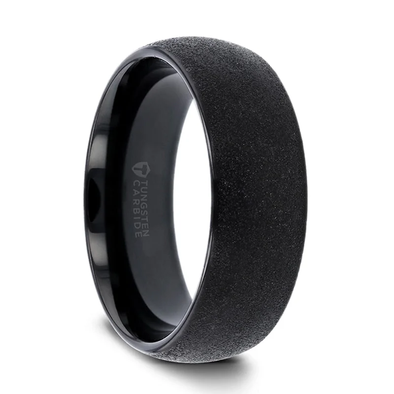 Most Enduring Rings-Sandblasted Black Tungsten Wedding Band