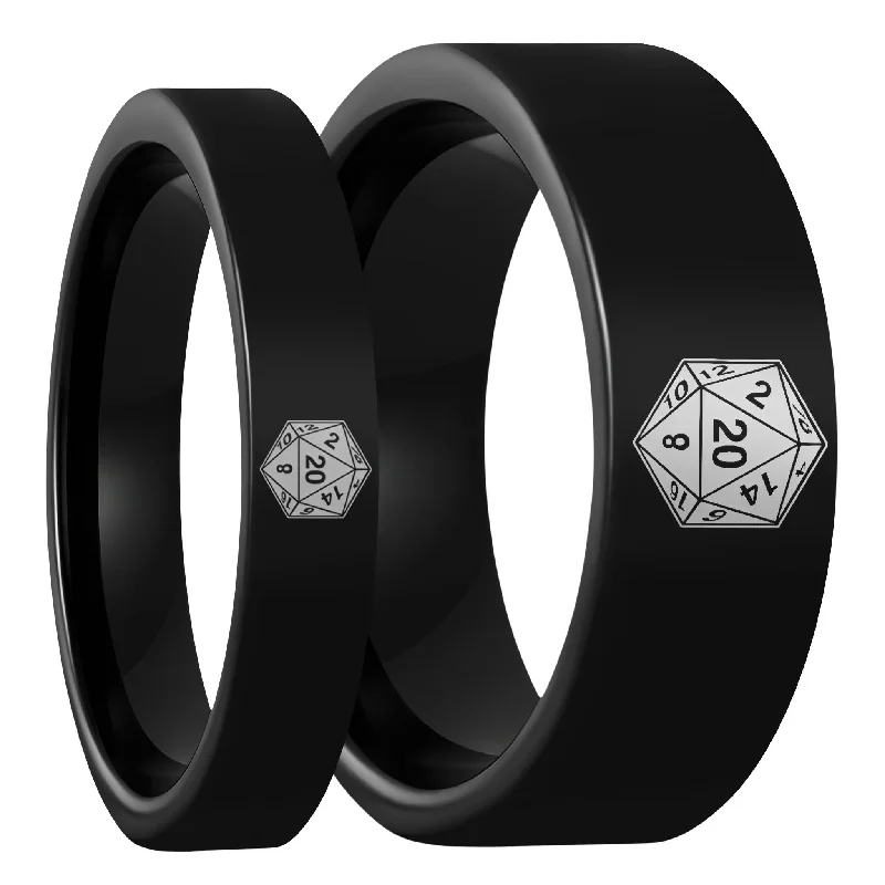 Rings For Vibrant Flash-D20 Black Tungsten Couple's Matching Wedding Band Set