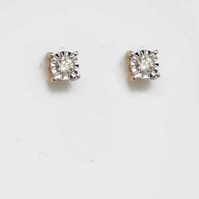 Earrings Glaze Tips-Fanook Stud Diamond Earrings .12cttw 10K Gold