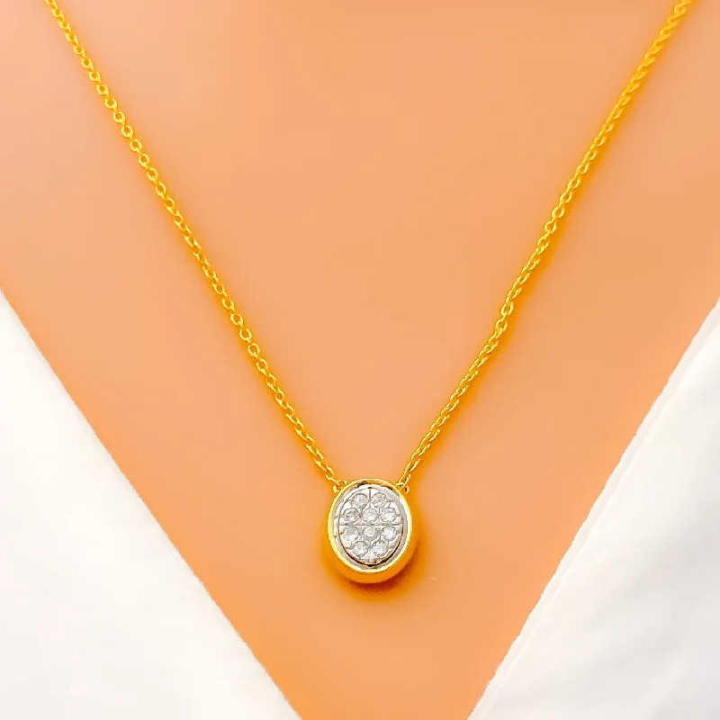 Necklaces For Hard Days-Evergreen Oval Diamond + 18k Gold Necklace