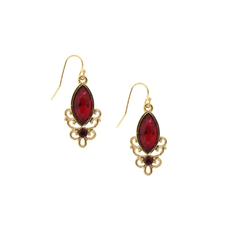 Bitty Earrings For Subtlety-1928 Jewelry Alluring Siam Red Crystal Drop Earrings